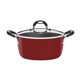 Caçarola Tramontina Mônaco Induction em Alumínio com Revestimento Interno Antiaderente Starflon Premium e Externo Siliconado Vermelho 24 cm 4,5 L